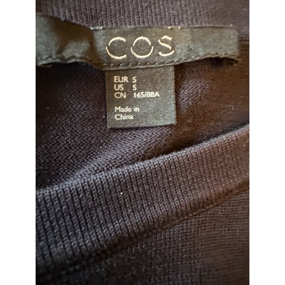 COS Womens Navy Button-Back Top Cotton & Silk Blend Long Sleeves Size S - Picture 2 of 6